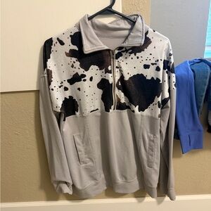 Cow Print Quarter-Zip Pullover